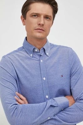 Zdjęcie produktu Tommy Hilfiger koszula bawełniana męska kolor niebieski slim z kołnierzykiem button-down MW0MW30675