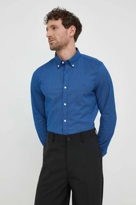 Zdjęcie produktu Tommy Hilfiger koszula bawełniana męska kolor niebieski slim z kołnierzykiem button-down MW0MW33762