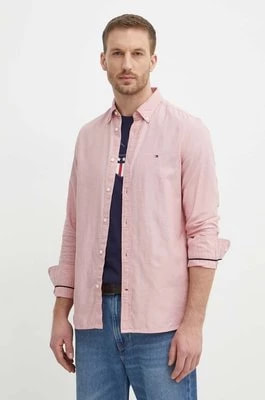 Zdjęcie produktu Tommy Hilfiger koszula bawełniana męska kolor różowy slim z kołnierzykiem button-down MW0MW33782