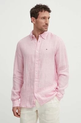 Zdjęcie produktu Tommy Hilfiger koszula lniana kolor różowy regular z kołnierzykiem button-down MW0MW34602