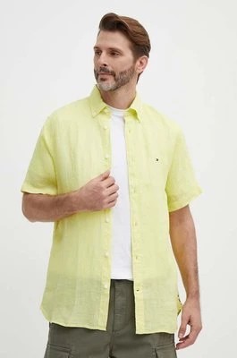 Zdjęcie produktu Tommy Hilfiger koszula lniana kolor żółty regular z kołnierzykiem button-down MW0MW35207