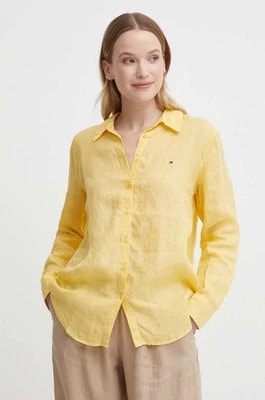 Zdjęcie produktu Tommy Hilfiger koszula lniana kolor żółty relaxed z kołnierzykiem klasycznym WW0WW42037