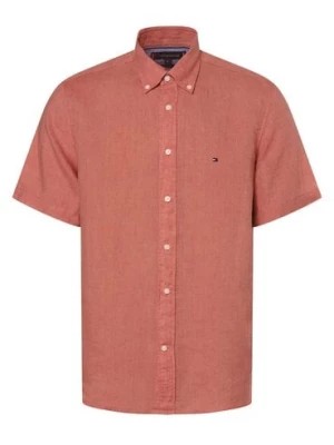 Zdjęcie produktu Tommy Hilfiger Męska koszula lniana Mężczyźni Regular Fit len brązowy|pomarańczowy jednolity,