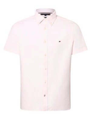 Zdjęcie produktu Tommy Hilfiger Męska koszula z dodatkiem lnu Mężczyźni Regular Fit Bawełna różowy wypukły wzór tkaniny button down,