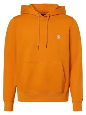 Zdjęcie produktu Tommy Hilfiger Męski sweter z kapturem Mężczyźni Bawełna pomarańczowy jednolity,
