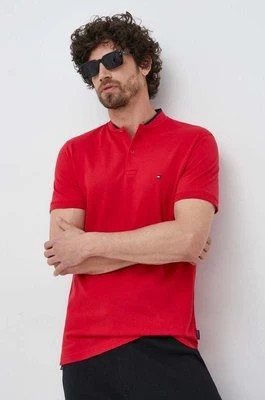 Zdjęcie produktu Tommy Hilfiger polo bawełniane kolor czerwony gładki