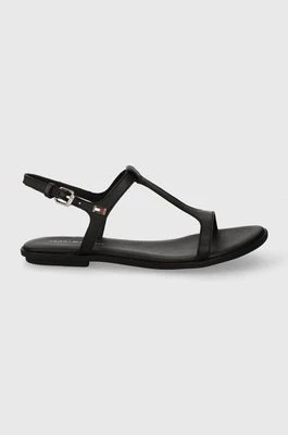 Zdjęcie produktu Tommy Hilfiger sandały skórzane TH FLAT SANDAL damskie kolor czarny FW0FW07930