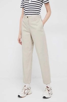 Zdjęcie produktu Tommy Hilfiger spodnie bawełniane kolor beżowy proste high waist