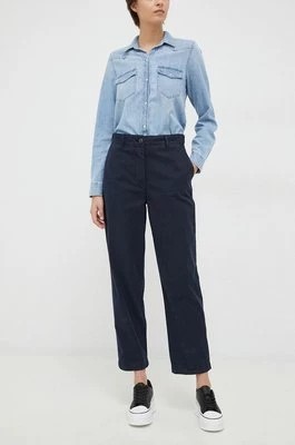 Zdjęcie produktu Tommy Hilfiger spodnie bawełniane kolor granatowy proste high waist