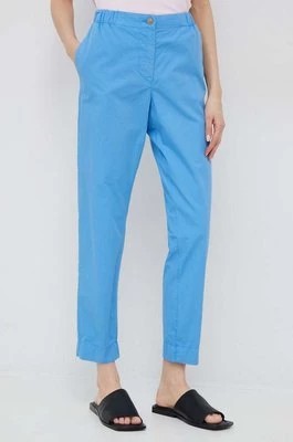 Zdjęcie produktu Tommy Hilfiger spodnie bawełniane kolor niebieski proste high waist