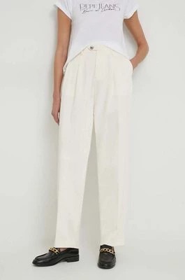 Zdjęcie produktu Tommy Hilfiger spodnie damskie kolor beżowy fason chinos high waist WW0WW40509