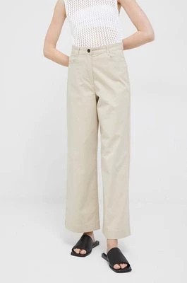 Zdjęcie produktu Tommy Hilfiger spodnie damskie kolor beżowy szerokie high waist