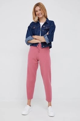 Zdjęcie produktu Tommy Hilfiger spodnie damskie kolor różowy gładkie