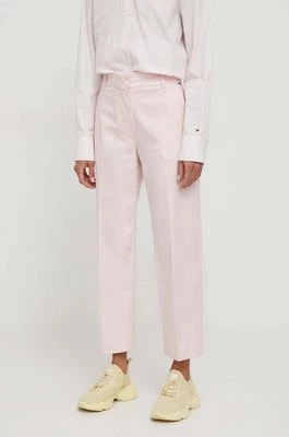 Zdjęcie produktu Tommy Hilfiger spodnie damskie kolor różowy proste high waist WW0WW40504