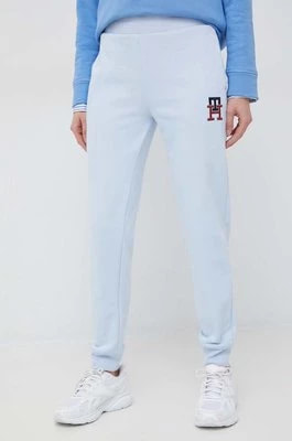 Zdjęcie produktu Tommy Hilfiger spodnie dresowe damskie kolor niebieski z aplikacją