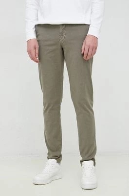 Zdjęcie produktu Tommy Hilfiger spodnie z domieszką lnu kolor zielony w fasonie chinos