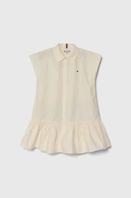 Zdjęcie produktu Tommy Hilfiger sukienka bawełniana dziecięca kolor beżowy mini prosta