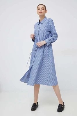 Zdjęcie produktu Tommy Hilfiger sukienka bawełniana kolor niebieski midi rozkloszowana