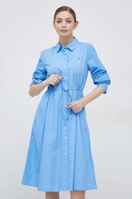 Zdjęcie produktu Tommy Hilfiger sukienka bawełniana kolor niebieski mini prosta
