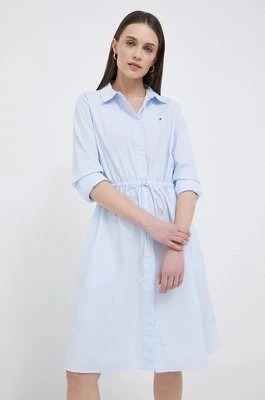 Zdjęcie produktu Tommy Hilfiger sukienka bawełniana kolor niebieski mini rozkloszowana