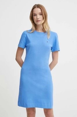 Zdjęcie produktu Tommy Hilfiger sukienka bawełniana kolor niebieski mini rozkloszowana WW0WW42721