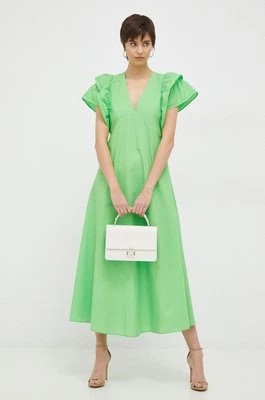 Zdjęcie produktu Tommy Hilfiger sukienka bawełniana kolor zielony maxi rozkloszowana