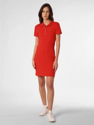 Zdjęcie produktu Tommy Hilfiger Sukienka damska Kobiety Bawełna czerwony wypukły wzór tkaniny,