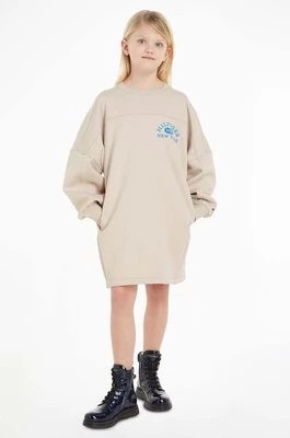 Zdjęcie produktu Tommy Hilfiger sukienka dziecięca kolor beżowy mini oversize