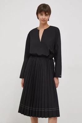 Zdjęcie produktu Tommy Hilfiger sukienka kolor czarny midi rozkloszowana WW0WW41153