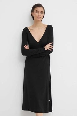 Zdjęcie produktu Tommy Hilfiger sukienka kolor czarny midi rozkloszowana WW0WW41276