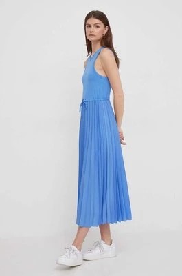 Zdjęcie produktu Tommy Hilfiger sukienka kolor niebieski midi rozkloszowana WW0WW39342