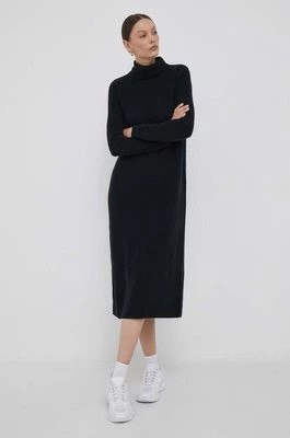 Zdjęcie produktu Tommy Hilfiger sukienka wełniana kolor czarny midi oversize WW0WW39925