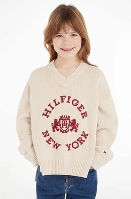 Zdjęcie produktu Tommy Hilfiger sweter bawełniany dziecięcy kolor beżowy