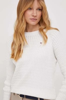 Zdjęcie produktu Tommy Hilfiger sweter bawełniany kolor biały lekki WW0WW41142