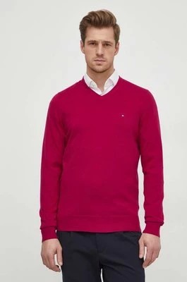 Zdjęcie produktu Tommy Hilfiger sweter bawełniany kolor bordowy lekki MW0MW32022