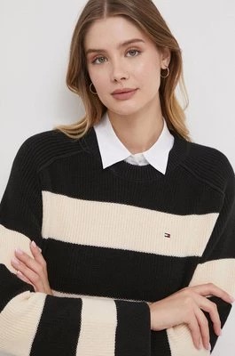 Zdjęcie produktu Tommy Hilfiger sweter bawełniany kolor czarny ciepły WW0WW40751