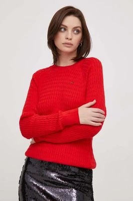 Zdjęcie produktu Tommy Hilfiger sweter bawełniany kolor czerwony lekki WW0WW41142