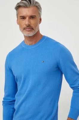 Zdjęcie produktu Tommy Hilfiger sweter bawełniany kolor niebieski lekki MW0MW33511