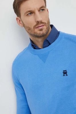 Zdjęcie produktu Tommy Hilfiger sweter bawełniany kolor niebieski lekki MW0MW34687