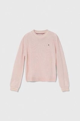 Zdjęcie produktu Tommy Hilfiger sweter wełniany dziecięcy kolor różowy lekki