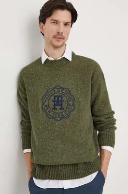 Zdjęcie produktu Tommy Hilfiger sweter wełniany męski kolor zielony
