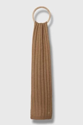 Zdjęcie produktu Tommy Hilfiger szalik z domieszką wełny kolor brązowy gładki