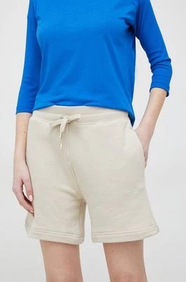 Zdjęcie produktu Tommy Hilfiger szorty damskie kolor beżowy gładkie high waist WW0WW38348