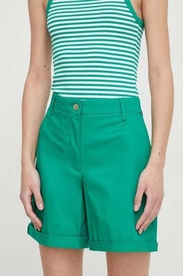 Zdjęcie produktu Tommy Hilfiger szorty damskie kolor zielony gładkie high waist WW0WW41769