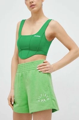 Zdjęcie produktu Tommy Hilfiger szorty damskie kolor zielony z aplikacją high waist