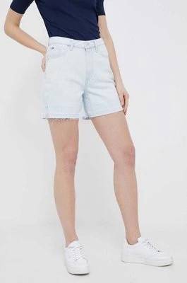 Zdjęcie produktu Tommy Hilfiger szorty jeansowe damskie kolor niebieski gładkie high waist