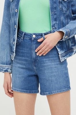 Zdjęcie produktu Tommy Hilfiger szorty jeansowe damskie kolor niebieski gładkie high waist
