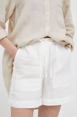 Zdjęcie produktu Tommy Hilfiger szorty lniane kolor beżowy gładkie high waist
