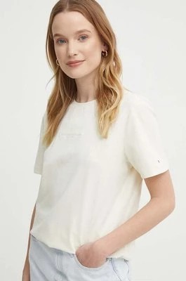 Zdjęcie produktu Tommy Hilfiger t-shirt bawełniany damski kolor beżowy WW0WW42473
