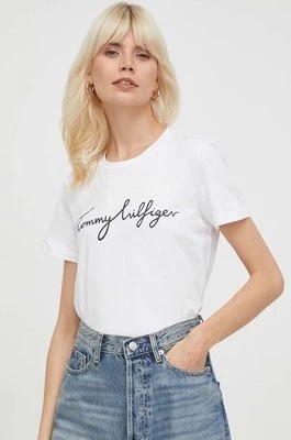 Zdjęcie produktu Tommy Hilfiger t-shirt bawełniany damski kolor biały WW0WW41674